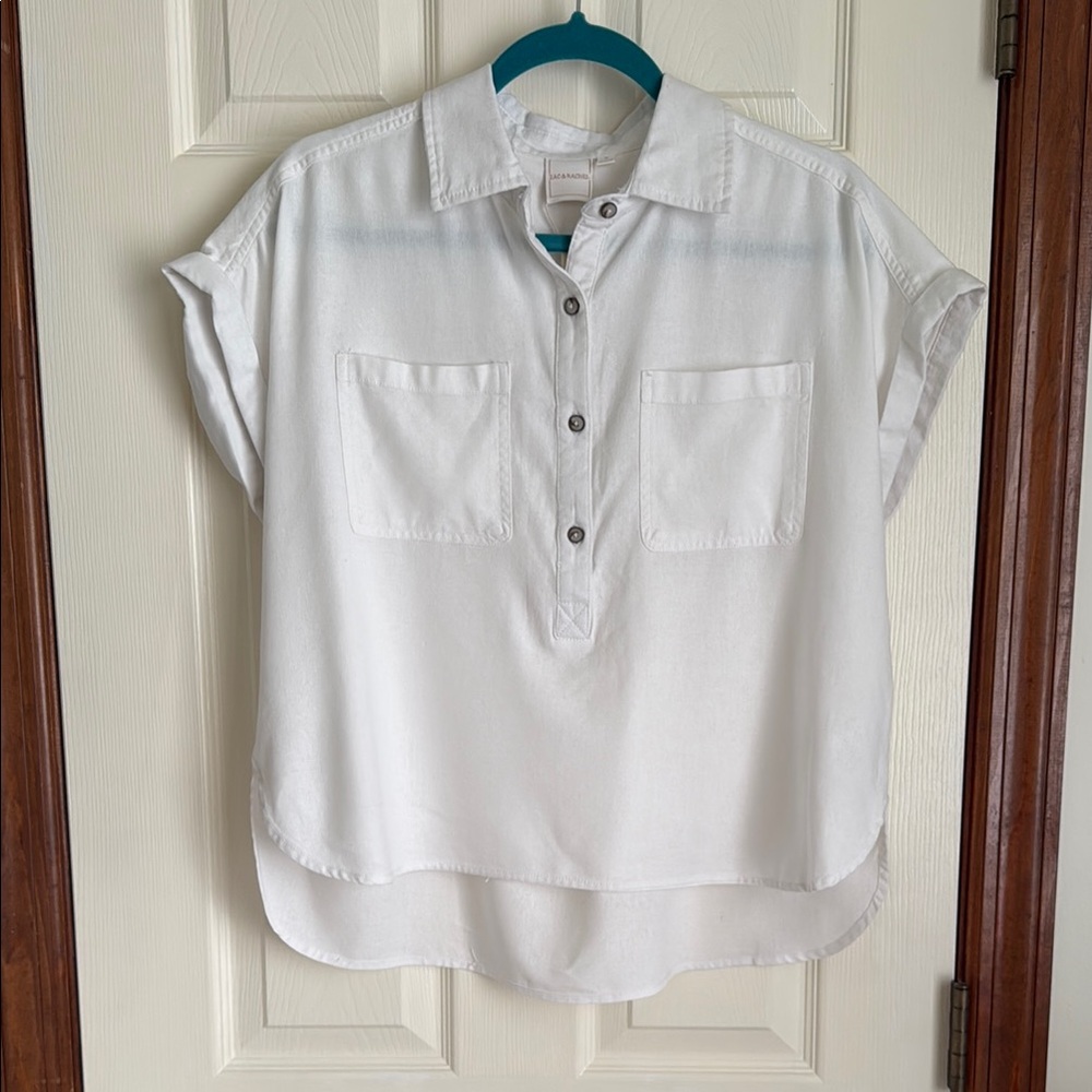 Zac & Rachel White Button-Up Top
